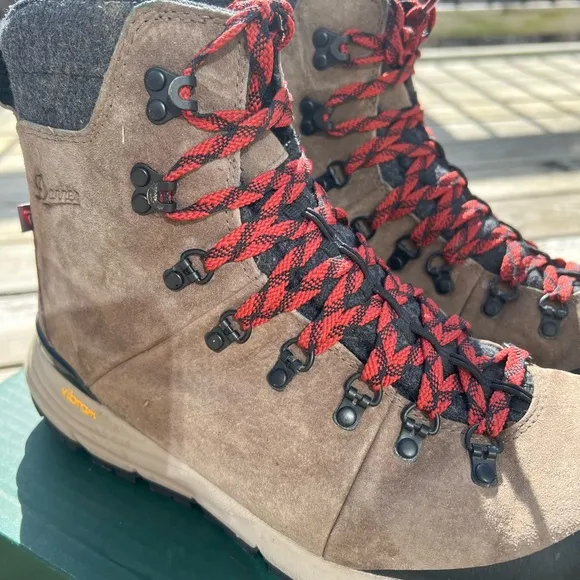 DANNER® ARCTIC 600 SIDE-ZIP 7&quot; BROWN/RED 200G INSULATED OUTDOOR BOOTS sz 10.5