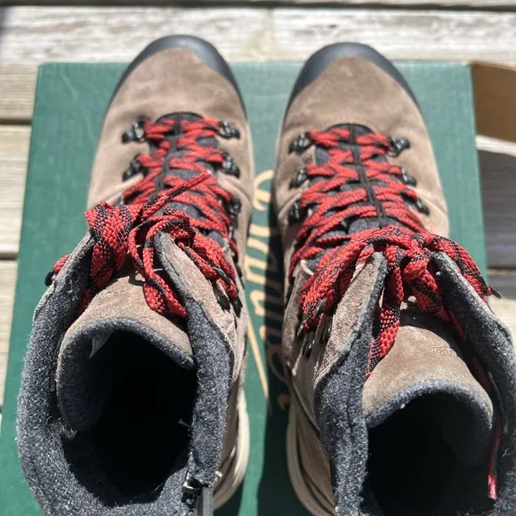 DANNER® ARCTIC 600 SIDE-ZIP 7&quot; BROWN/RED 200G INSULATED OUTDOOR BOOTS sz 10.5