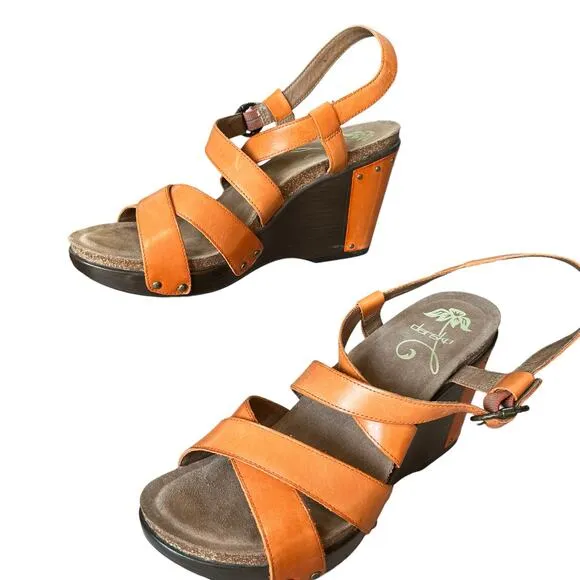 Dansko “Frida” Platform Wedge Strappy Sandals Boho Beachy Resort Cruise 9.5