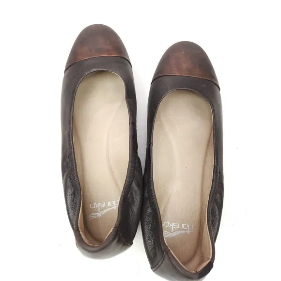 Dansko Lisanne Flats Milled Nappa EU 38 US 7.5-8 Leather Cap Toe Ballet