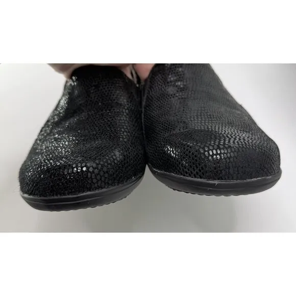 Dansko Loafers Slip Ons Farah Leather Lizard Reptile Embossed Comfort Black 39