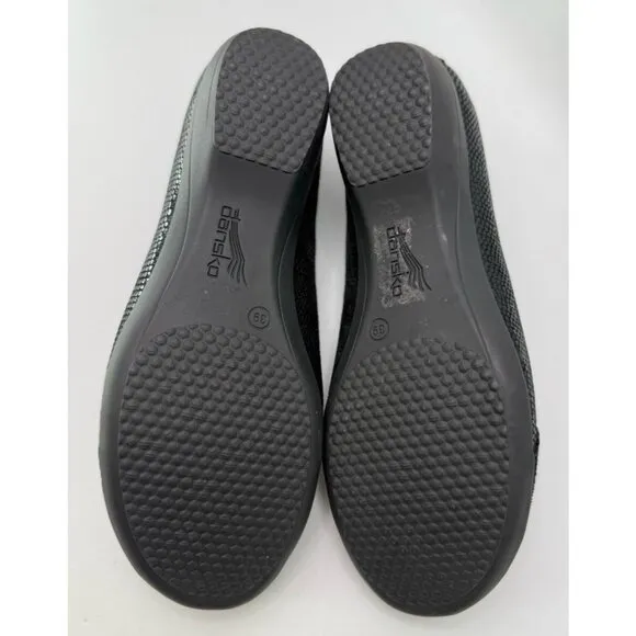 Dansko Loafers Slip Ons Farah Leather Lizard Reptile Embossed Comfort Black 39