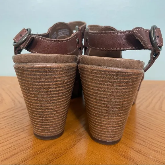 Dansko Randy Slingback Clogs Platform Sandals Strappy Brown Leather Size 39