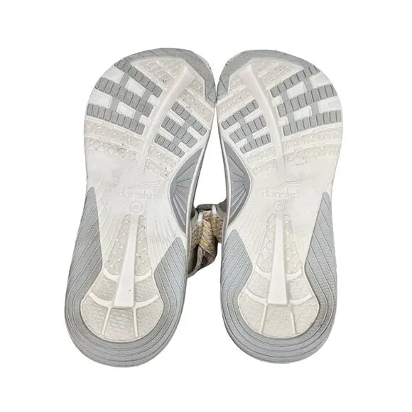 Dansko Women's Size 39 8-8.5 Sandals Rosette Ivory Multi Webbing 336