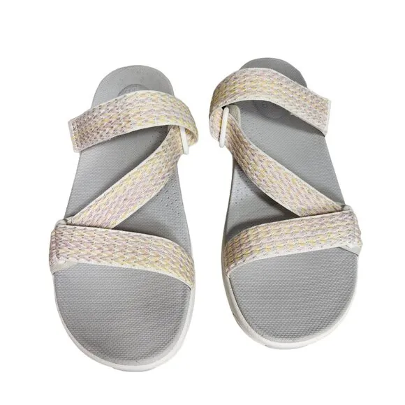 Dansko Women's Size 39 8-8.5 Sandals Rosette Ivory Multi Webbing 336