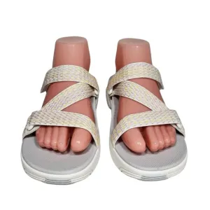 Dansko Women's Size 39 8-8.5 Sandals Rosette Ivory Multi Webbing 336