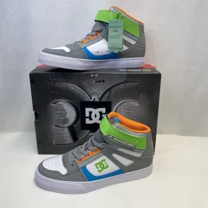 DC Pure HIGH-TOP EV Elastic Lace Sneakers Youth Sz 4.5 White/Grey ADBS300324 New