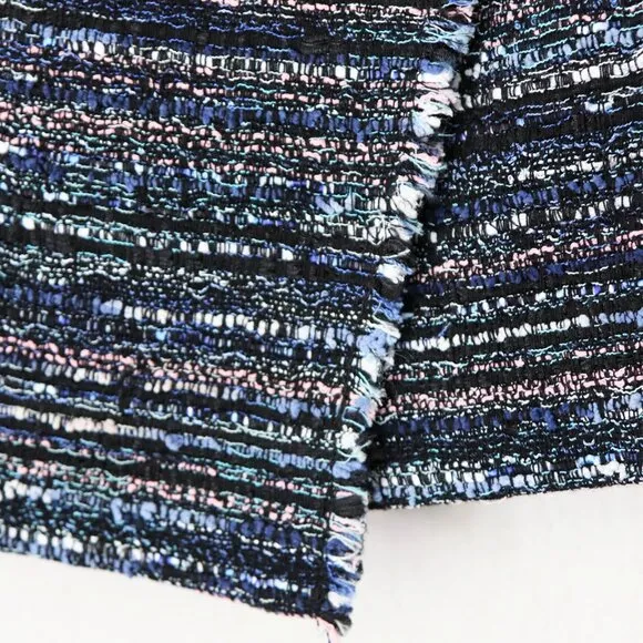 Diane Von Furstenberg DVF Austyn Black Indigo Camellia Tweed Faux Wrap Skirt 2