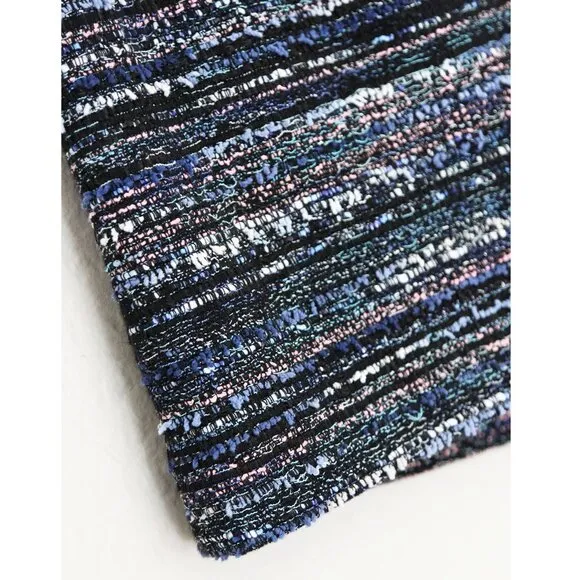 Diane Von Furstenberg DVF Austyn Black Indigo Camellia Tweed Faux Wrap Skirt 2