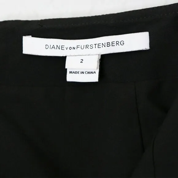 Diane Von Furstenberg DVF Austyn Black Indigo Camellia Tweed Faux Wrap Skirt 2