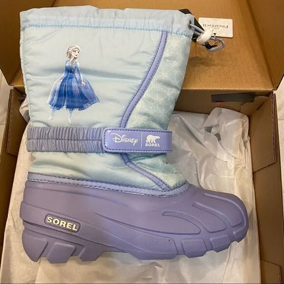 Disney x Sorel Little Girls Flurry Frozen 2 Winter Snow Boots- youth 6/woman’s-7