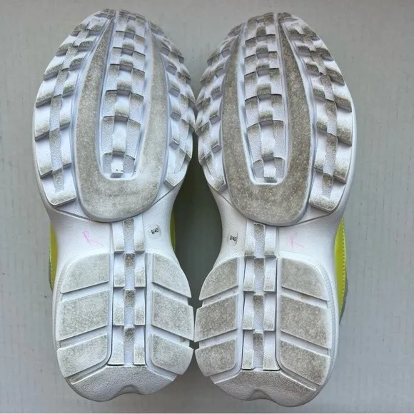 DKNY Dani Chunky Lace Up Neon Green Yellow Gray Sneaker Shoes Women’s Size 9