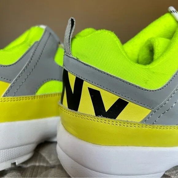 DKNY Dani Chunky Lace Up Neon Green Yellow Gray Sneaker Shoes Women’s Size 9