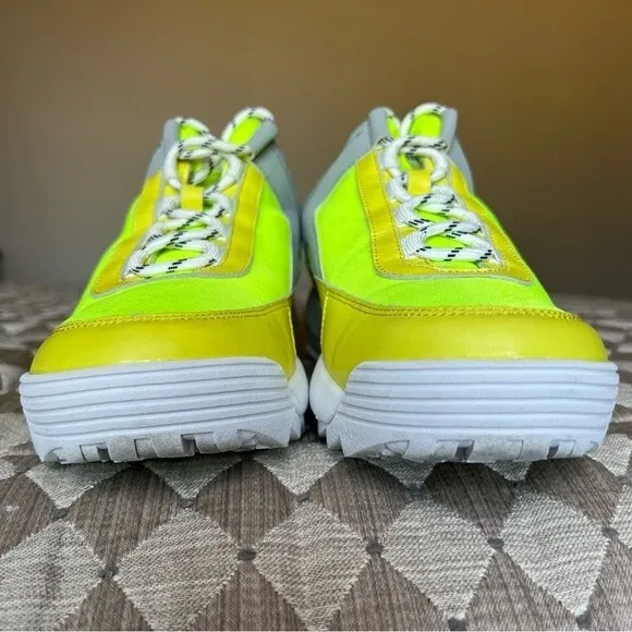 DKNY Dani Chunky Lace Up Neon Green Yellow Gray Sneaker Shoes Women’s Size 9