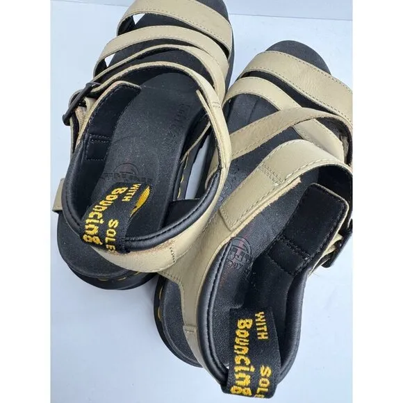 Doc Dr. Martens Blaire Flatform Olive Leather Sandals Women's Size 9 41 UK 7 New