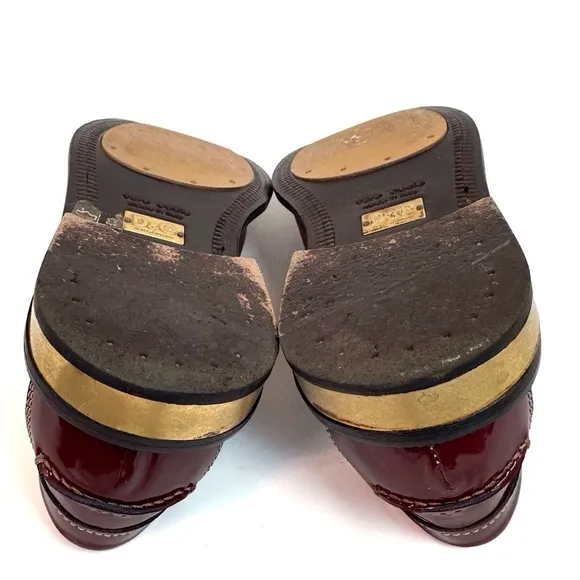 Dolce &amp; Gabbana Burgundy Patent Leather Penny Loafers EU 39 US 8 Glossy Flat