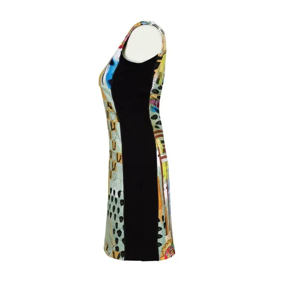 Dolcezza Sleeveless Dress Size M Abstract Print Short Dress Zip Up Detail NWT
