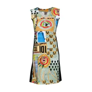 Dolcezza Sleeveless Dress Size M Abstract Print Short Dress Zip Up Detail NWT