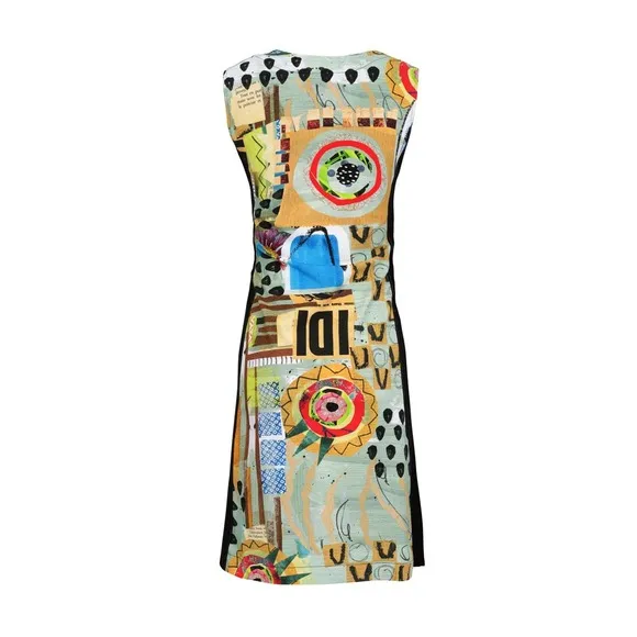 Dolcezza Sleeveless Dress Size M Abstract Print Short Dress Zip Up Detail NWT