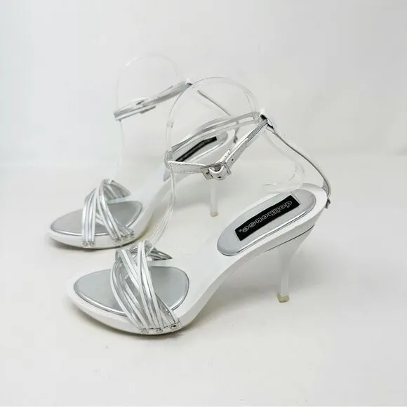 Dollhouse Y2K heels Silver White Strappy Sandals Size 9