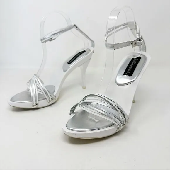 Dollhouse Y2K heels Silver White Strappy Sandals Size 9