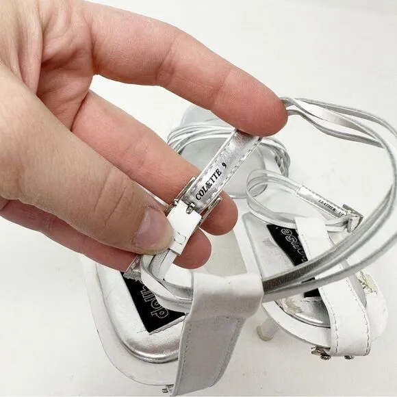 Dollhouse Y2K heels Silver White Strappy Sandals Size 9