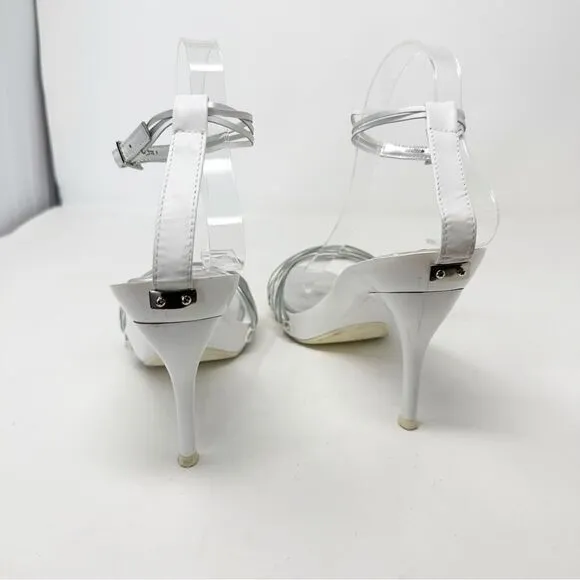 Dollhouse Y2K heels Silver White Strappy Sandals Size 9