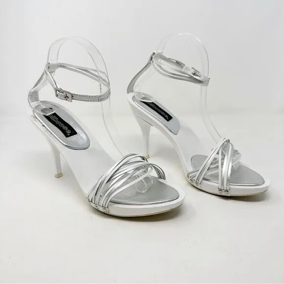 Dollhouse Y2K heels Silver White Strappy Sandals Size 9