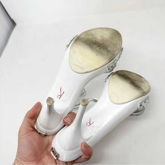 Dollhouse Y2K heels Silver White Strappy Sandals Size 9