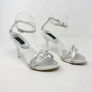 Dollhouse Y2K heels Silver White Strappy Sandals Size 9