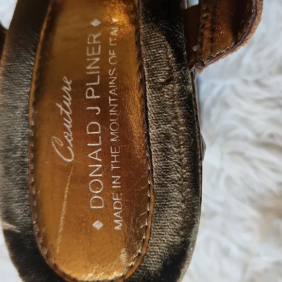 Donald J Pliner Brown Leather Strappy Wedge Platform Sandals