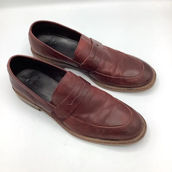 Donald J. Pliner Zan-D9 Mens Oxblood Leather Penny Loafers Dress Shoes Size 11.5