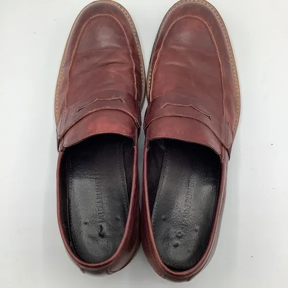 Donald J. Pliner Zan-D9 Mens Oxblood Leather Penny Loafers Dress Shoes Size 11.5