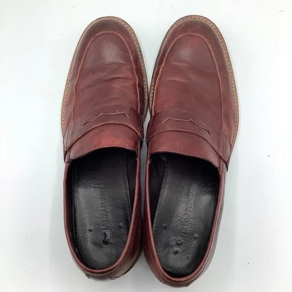 Donald J. Pliner Zan-D9 Mens Oxblood Leather Penny Loafers Dress Shoes Size 11.5
