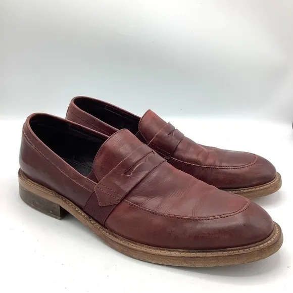 Donald J. Pliner Zan-D9 Mens Oxblood Leather Penny Loafers Dress Shoes Size 11.5
