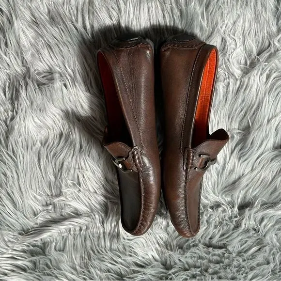 Donald J. Pliner Brown Loafers with Silver Bit Detail and Moccasin Style