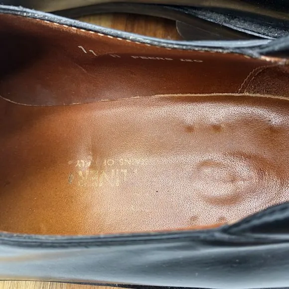Donald Pliner Peers Loafer Mens 11M Black Leather Slip On Square Toe Dress Italy
