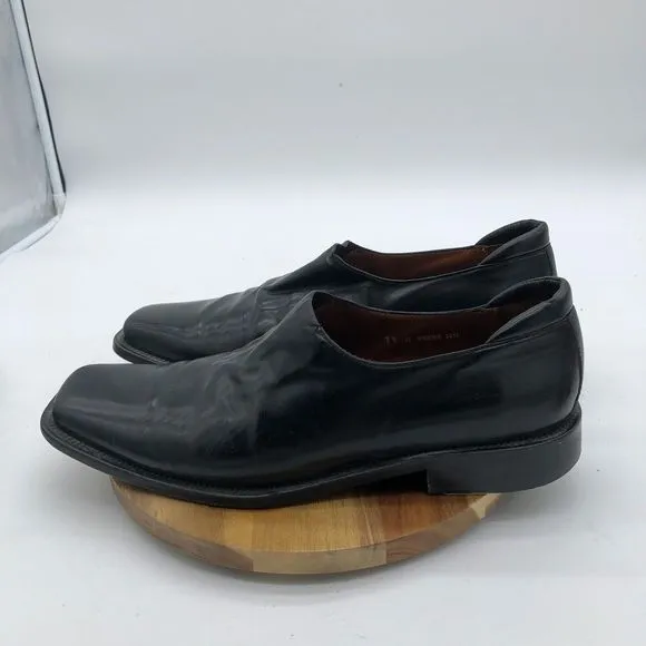 Donald Pliner Peers Loafer Mens 11M Black Leather Slip On Square Toe Dress Italy