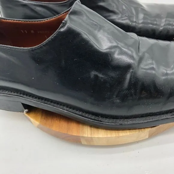 Donald Pliner Peers Loafer Mens 11M Black Leather Slip On Square Toe Dress Italy