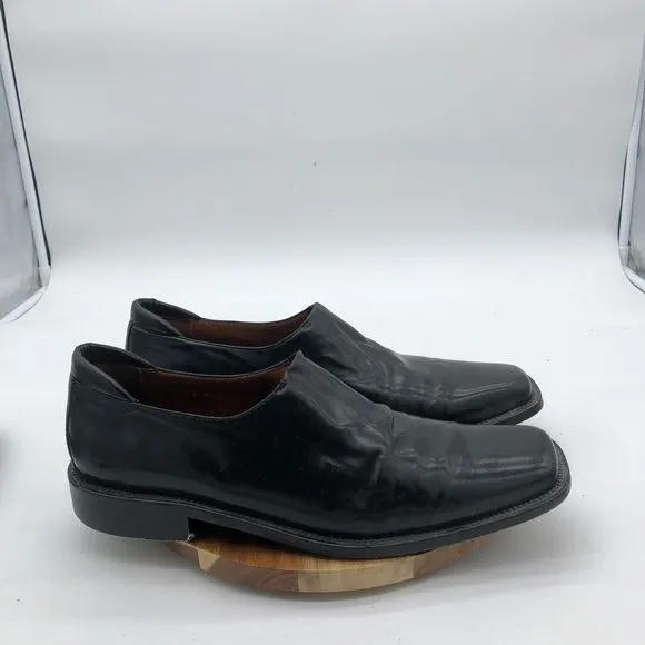 Donald Pliner Peers Loafer Mens 11M Black Leather Slip On Square Toe Dress Italy