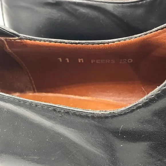 Donald Pliner Peers Loafer Mens 11M Black Leather Slip On Square Toe Dress Italy