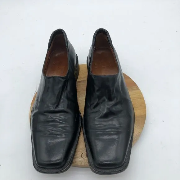 Donald Pliner Peers Loafer Mens 11M Black Leather Slip On Square Toe Dress Italy