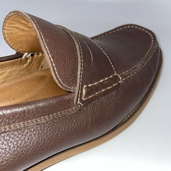 Donald Pliners Men's Brown Pebble Grain Penny loafers size‎ 10