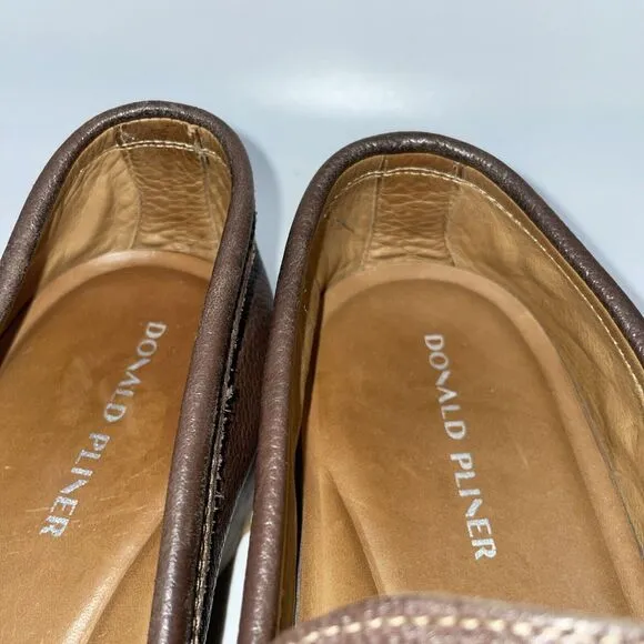 Donald Pliners Men's Brown Pebble Grain Penny loafers size‎ 10