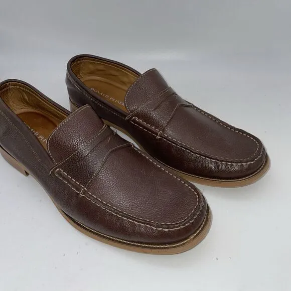 Donald Pliners Men's Brown Pebble Grain Penny loafers size‎ 10