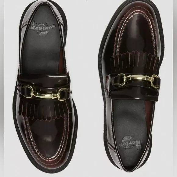 Dr‎ Marten's Adrian Snaffle Smooth Leather Kiltie CHERRY RED Arcadia Loafers new