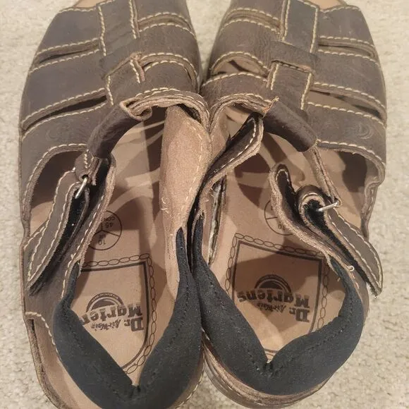 Dr Martens Sandals Mens Sz 11 Brown Leather Strappy Sling Fisherman Airwair 8585