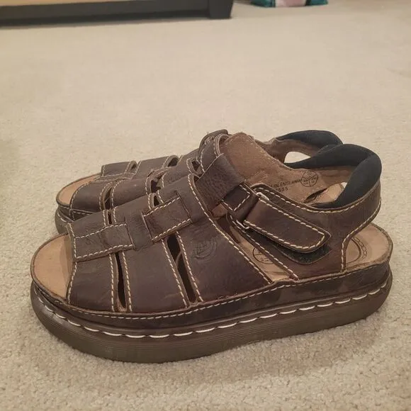 Dr Martens Sandals Mens Sz 11 Brown Leather Strappy Sling Fisherman Airwair 8585