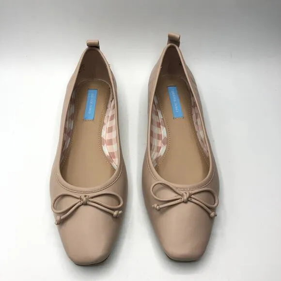 Draper James Womens Taylor Beige Bow Ballet Flats Size 8.5