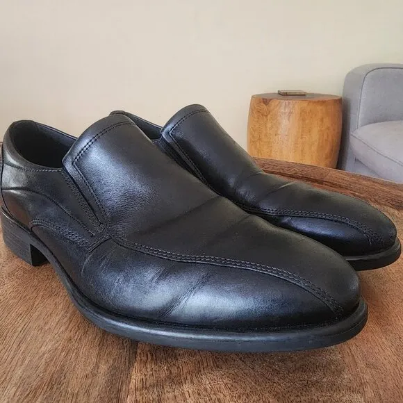 ECCO Black Dress Leather City Tray Tech Loafers Shoes Mens Size EU 43 / US 9